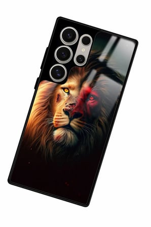 Samsung Galaxy S22 Ultra Uyumlu Aslan Tasarımlı Parlak Silikon Kılıf