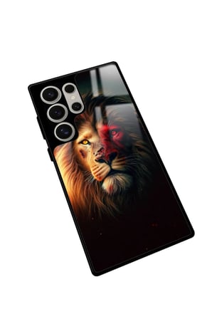 Samsung Galaxy S22 Ultra Uyumlu Aslan Tasarımlı Parlak Silikon Kılıf