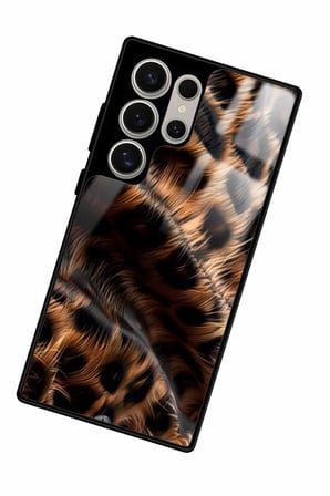 Samsung Galaxy S24 Ultra Uyumlu Kahverengi Leopar Tasarımlı Parlak Silikon Kılıf