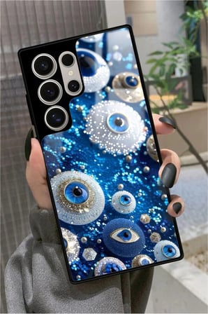 Samsung Galaxy S24 Ultra Uyumlu Nazar Boncuğu Tasarımlı Parlak Silikon Kılıf