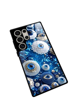 Samsung Galaxy S24 Ultra Uyumlu Nazar Boncuğu Tasarımlı Parlak Silikon Kılıf