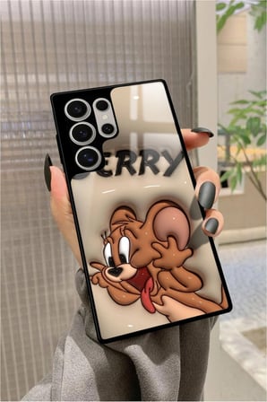 Samsung Galaxy S24 Ultra Uyumlu Tom And Jerry Tasarımlı Parlak Silikon Kılıf