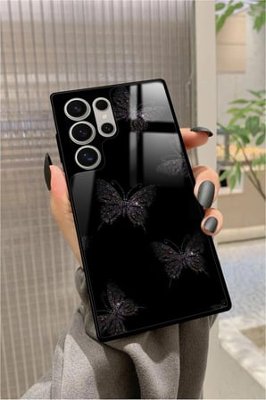Samsung Galaxy S24 Ultra Uyumlu Kelebek Tasarımlı Parlak Silikon Kılıf