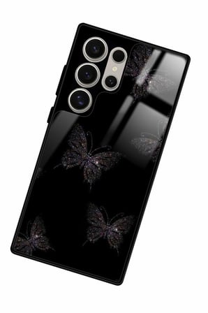 Samsung Galaxy S24 Ultra Uyumlu Kelebek Tasarımlı Parlak Silikon Kılıf