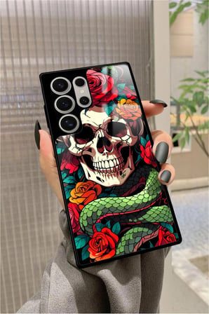 Samsung Galaxy S24 Ultra Uyumlu Kurukafa Posteri Tasarımlı Parlak Silikon Kılıf