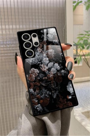Samsung Galaxy S24 Ultra Uyumlu Beyaz Çiçek Tasarımlı Parlak Silikon Kılıf