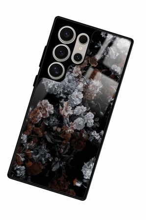 Samsung Galaxy S24 Ultra Uyumlu Beyaz Çiçek Tasarımlı Parlak Silikon Kılıf