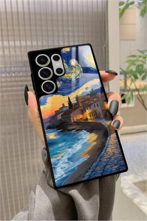 Samsung Galaxy S24 Ultra Uyumlu Van Gogh Tasarımlı Parlak Silikon Kılıf
