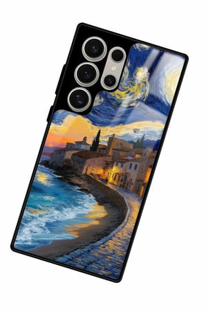 Samsung Galaxy S24 Ultra Uyumlu Van Gogh Tasarımlı Parlak Silikon Kılıf