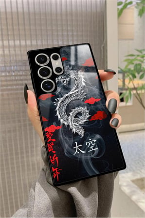 Samsung Galaxy S24 Ultra Uyumlu Dragon Tasarımlı Parlak Silikon Kılıf