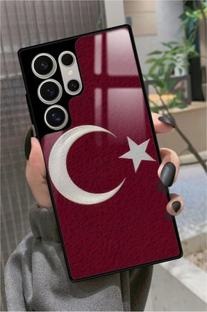 Samsung Galaxy S24 Ultra Uyumlu Türk Bayrağı Tasarımlı Parlak Silikon Kılıf