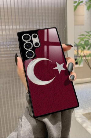 Samsung Galaxy S24 Ultra Uyumlu Türk Bayrağı Tasarımlı Parlak Silikon Kılıf