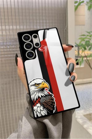 Samsung Galaxy S24 Ultra Uyumlu Kartal Tasarımlı Parlak Silikon Kılıf