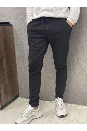 Siyah Pantolon Görünümlü Slim Fit Eşofman Altı