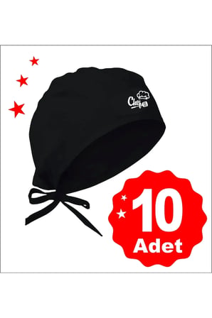 Şapkalı Chef 10 Lu Set Bonesi | Chef Basıkılı Bone | Özel Tasarım Aşçı Ve Şef Bonesi