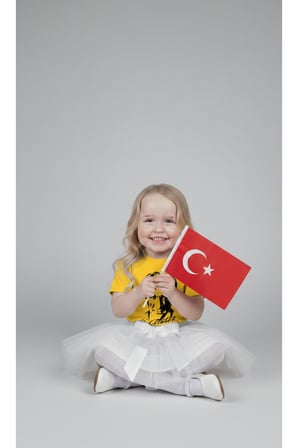 Kız Çocuk 23 Nisan 29 Ekim Gösteri Kıyafeti Kostüm Kısa Kol Atatürk T-shirt Beyaz Tütü Etek Takım