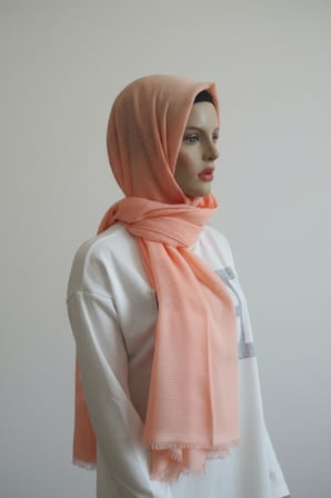 Pamuklu Petek Desenli Çizgili  Şal