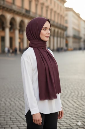 Düz Çizgili Fileli Pamuklu Hafif Şal