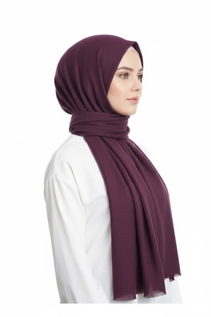Düz Çizgili Fileli Pamuklu Hafif Şal