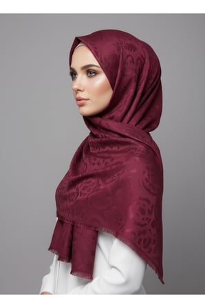 Pamuk Gül Desenli Fileli Trend Pembe Şal 75x190