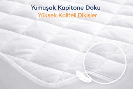 Özdilek Kapitone Sıvı Geçirmez Yatak Alezi %100 Pamuk Üst Yüzey Dolgulu Lastikli Yatak Koruyucu 120x200 cm