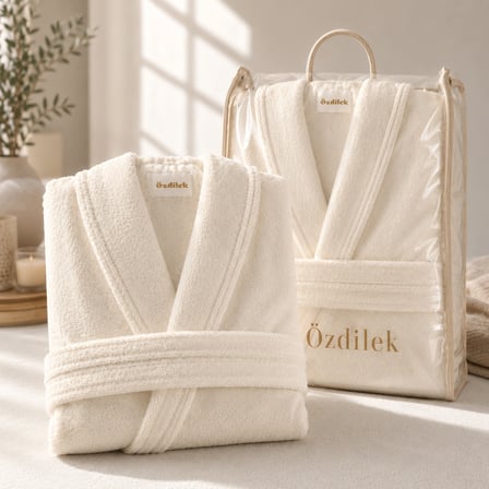 Özdilek Unisex Bornoz + ANUSHKA Fermuarlı Saklama Kılıfı | %100 Pamuk | Yumuşak ve Yüksek Su Emici | Otel Kalitesinde | Hediye Kılıf Dahil
