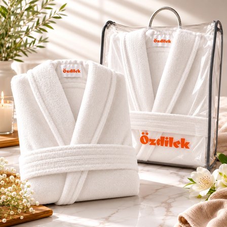 Özdilek Unisex Bornoz + ANUSHKA Fermuarlı Saklama Kılıfı | %100 Pamuk | Yumuşak ve Yüksek Su Emici | Otel Kalitesinde | Hediye Kılıf Dahil