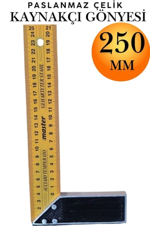 Alüminyum L Gönye Sarı Gönye Cetvel Kaynak Kaynakçı Marangoz Gönyesi 250 mm Profesyonel 90 Derece Dik Açı Ölçer Cetveli İnşaat Ustası Metal Demir İşleme Cetvelleri El Aletleri Ölçü Aleti Takımı 25cm