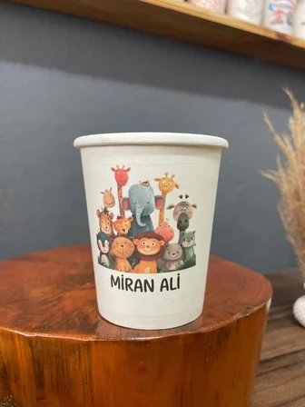 Firmaya Kişiye Özel Baskılı Logo Baskı Tasarım KALIN GRAMAJ Tek kullanım 7 Oz 100 Adet Karton Bardak