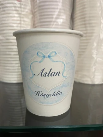 Firmaya Kişiye Özel Baskılı Logo Baskı Tasarım KALIN GRAMAJ Tek kullanım 7 Oz 100 Adet Karton Bardak