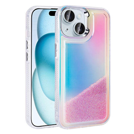 Apple iPhone 15 Uyumlu Kılıf Airbagli Renkli Arka Yüzey Boncuk Tasarımlı Kumul Kapak