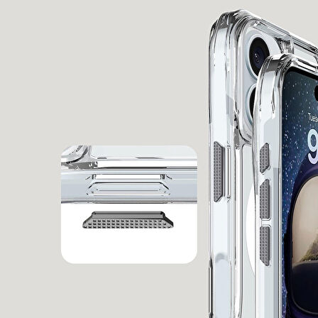 Apple iPhone 16 Uyumlu Ergonomik Kavisli Tam Koruma Magsafe Şarj Airbagli Şeffaf İncek Kapak