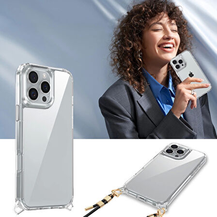 Apple iPhone 15 Pro Uyumlu Kılıf Airbagli Takılabilir Askı Aparatlı Silikon Kapak