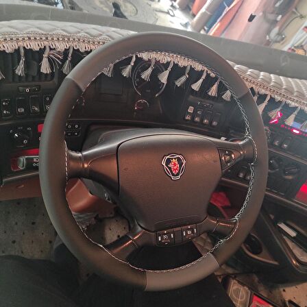 Scania Siyah Gri Direksiyon Kılıfı