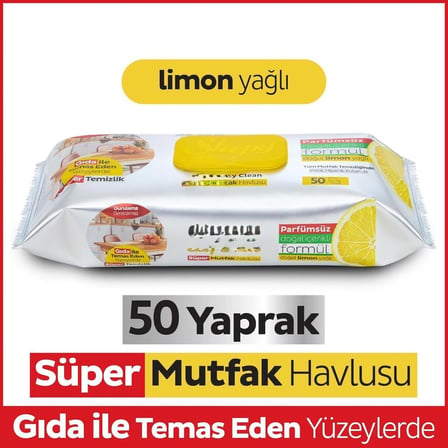 Mutfak Temizlik Havlusu 50 Adet Limon