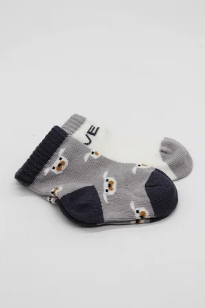 2'Li Love Dog Penye Soket Çorap 10118 Gri