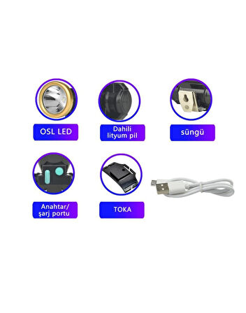 Şarjlı Baret Lambası Osl Led