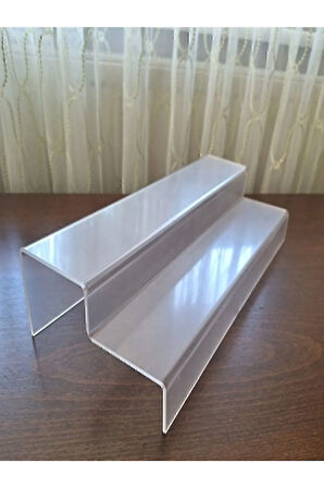 Akrilik Baharatlık Pleksi 2 Katlı Merdiven Stand Şeffaf ( 10 X 30 Cm )