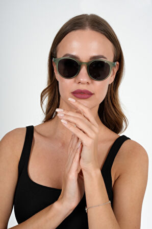 Mat Yeşil Yuvarlak Olivier Philippe Güneş Gözlüğü