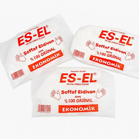 Şeffaf Tek Kullanımlık Poşet Eldiven 3 Adet 100’lü Paket, Toplam 300 Adet, Hijyenik ve Gıda Uyumlu