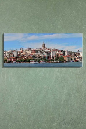 Panoramik Yatay Kanvas Duvar Tablosu Tekli Salon Mutfak Yatak Odası Ofis Galata Kulesi İstanbul
