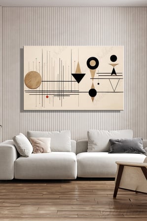 Yatay Kanvas Duvar Tablosu Tekli Salon Mutfak Yatak Odası Ofis Modern Minimalist Geometrik 