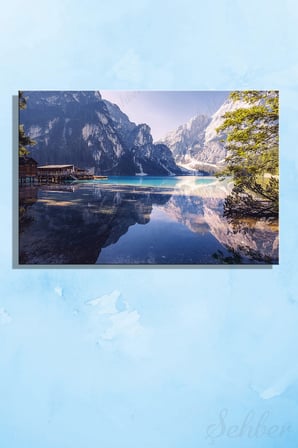 Yatay Tekli Kanvas Duvar Tablosu Modern Salon Mutfak Yatak Odası Ofis Lago di Braies Gölü