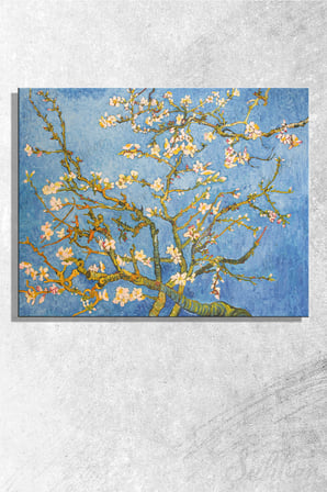 Yatay Kanvas Duvar Tablosu Tekli Salon Mutfak Yatak Odası Ofis Vincent Van Gogh Badem Çiçekleri 