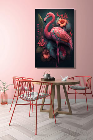 Modern Duvar Tablosu Dikey Kanvas Tekli Salon Mutfak Yatak Odası Ofis Dijital Tasarım Flamingo