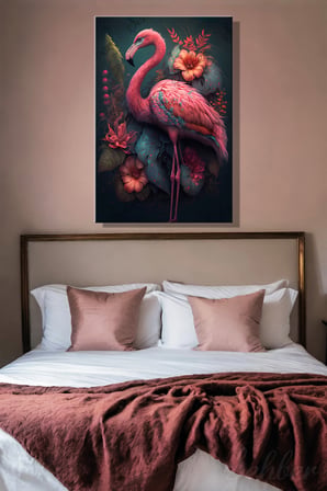 Modern Duvar Tablosu Dikey Kanvas Tekli Salon Mutfak Yatak Odası Ofis Dijital Tasarım Flamingo