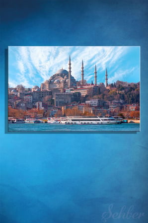 Kanvas Duvar Tablosu Yatay Tekli Salon Mutfak Yatak Odası Ofis Süleymaniye Camii Şerifi