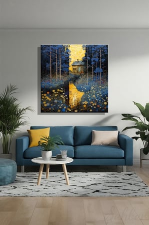 Kare Kanvas Duvar Tablosu Tekli Salon Mutfak Yatak Odası Ofis Gustav Klimt Doğa Manzara