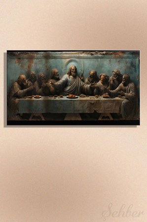 Panoramik Yatay Kanvas Tekli Salon Mutfak Yatak Odası Ofis Leonardo Da Vinci Son Akşam Yemeği