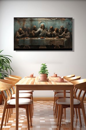 Panoramik Yatay Kanvas Tekli Salon Mutfak Yatak Odası Ofis Leonardo Da Vinci Son Akşam Yemeği